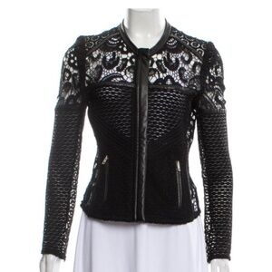 IRO Leather and Lace Zip Blazer